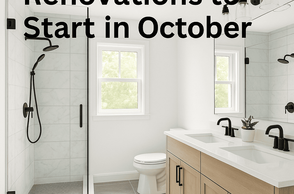 Modern bathroom with walk-in shower, double vanity, and natural light.